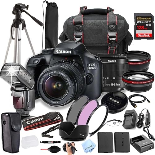 Canon EOS 4000D con lente EF-S 18-55mm y kit completo miniatura 1