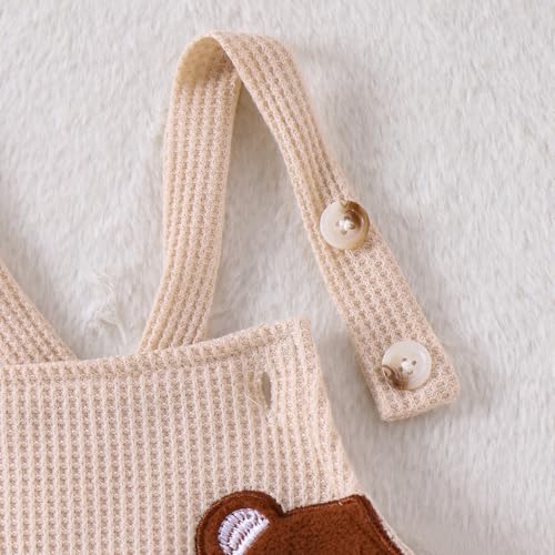 Baby Boy Girl Fall Outfits Newborn Long Sleeve Striped Tops Bear Embroidery Overalls Pants Set 2Pcs Fall Clothes3