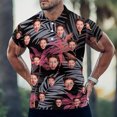 Custom Seamless Face Golf Shirts for Men Dry Fit Sleeve Golf Shirt Print Shirts Funny Golf Polo Shirts Collared Shirt2