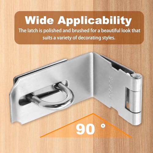 Image of Anxingo 2Pcs 1.96Inch Hasp Latch, 90 Degree Solid 304 Stainless Steel File Cabinet Lock Desk Drawer Lock, Safe Security Padlock Latch Hasp Lock for Personal Privacy