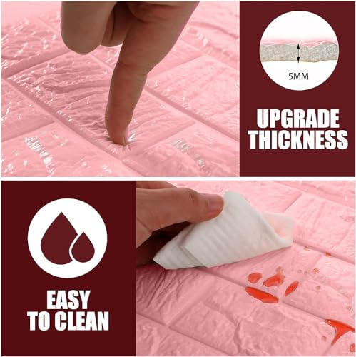 Image of TEKCOOL Self-Adhesive Waterproof PE Foam 3D Wall Panels Wallpaper Sticker for Bathroom, Living Room, and Home Decoration (70 x 77cm, Appx. 5.8Sq Feet)-20 Piece'