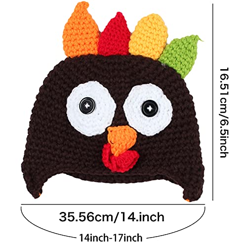 Baby Thanksgiving Christmas Beanie Turkey Hat and Stickers Brown Turkey Knitted Cap with Ear Flap Elk Hat Photo Prop2