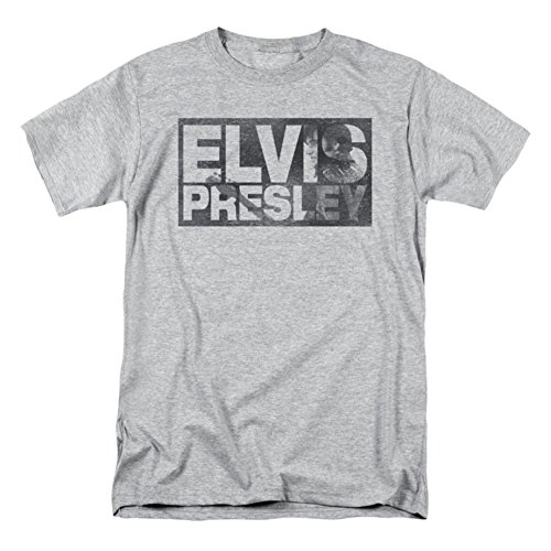 T-shirt Elvis Presley King of Rock N Roll Hollywood Icona Block Letters Grigio L