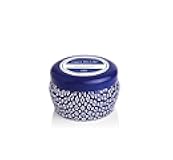Volcano Scented Mini Tin Candle - Printed Mini Tin Jar Candle - Luxury Candles for Home Scented with Tropical Fruit & Sugared Citrus - Soy Candle Wax Blend - Blue Candle (3 oz)