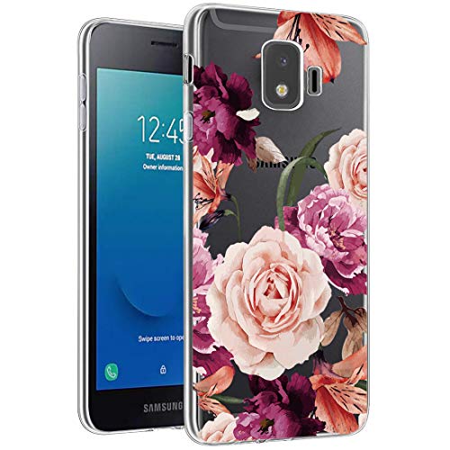 Ueokeird for Galaxy J2 Core Case,for Galaxy J2 Dash/J2 Pure/J260 Case, Shockproof Clear Floral Pattern Soft TPU Back Phone Protective Cover for Galaxy J2 2019 /for Samsung Bench Purple Flower -  KZ-02