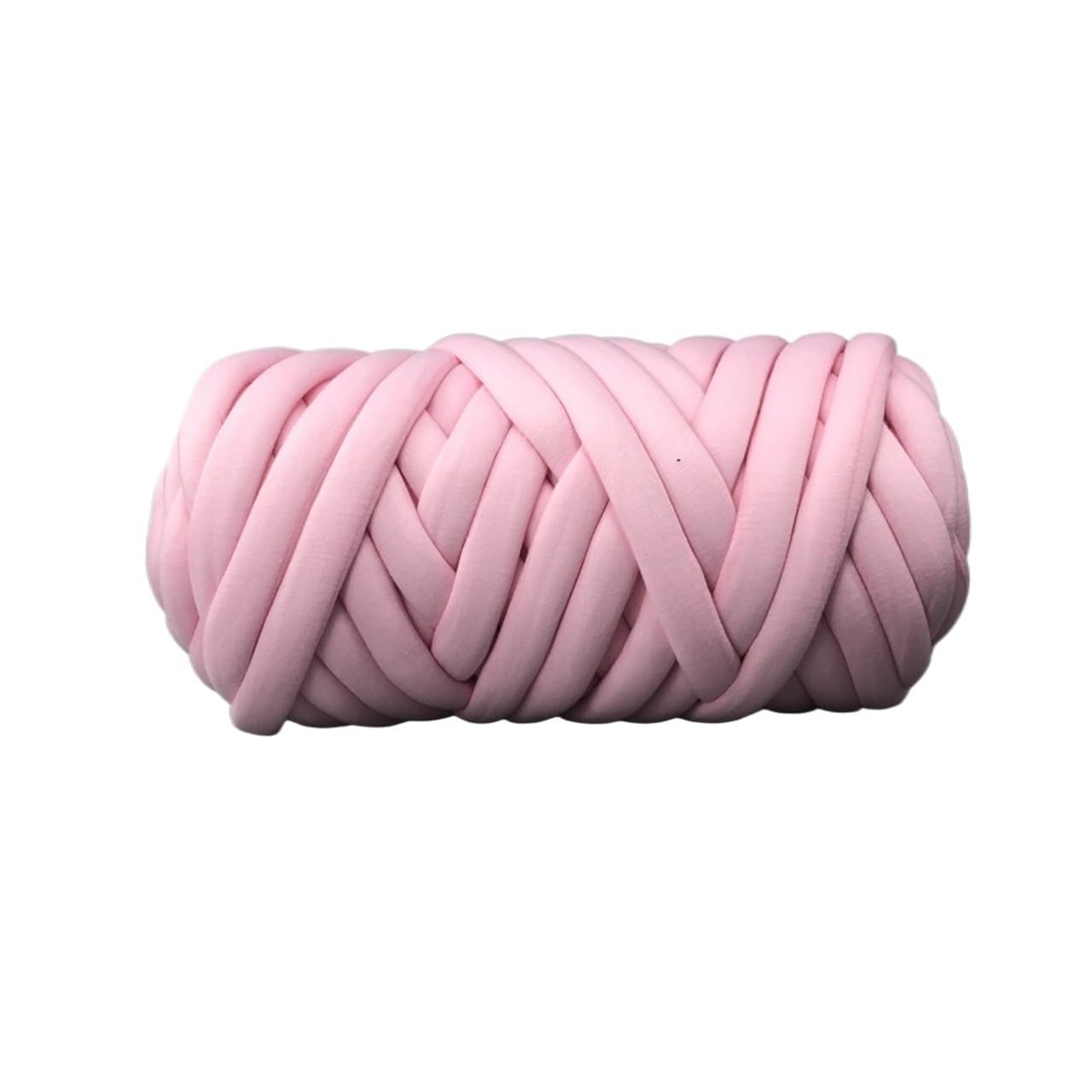 Hilo grueso para tejer con los brazos Hilo de algodón grueso tejido a mano y brazo, manta tubo voluminosa gigante vegana, trenza, 25M, multicolor(Light pink)