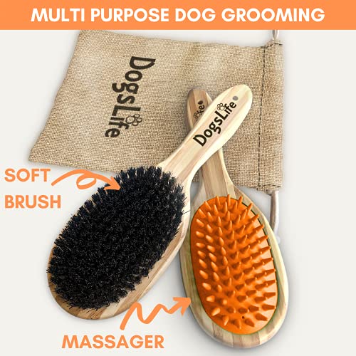 Brosse en bambou pour animal domestique avec masseur en silicone pour toilettage des chiens | Sac réutilisable et respectueux de l'environnement | Parfait pour le nettoyage des chiens dans le bain - Image 3