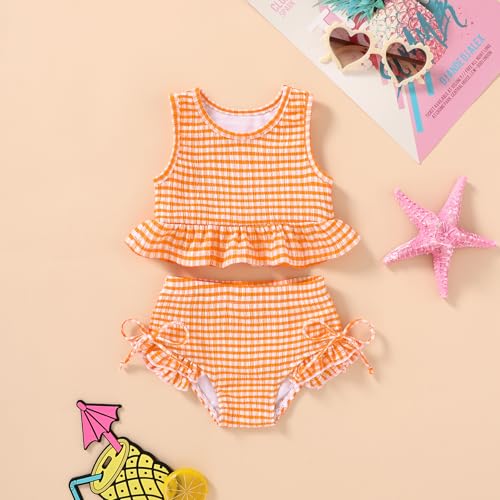 Image of HAPPYMA Baby Swimsuit Toddler Girl Bathing Suit Summer Stripe Bikini Set Beach Two Piece Swim Wear