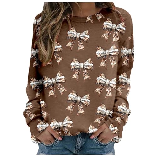 Sweatshirts femme marron col rond à motif imprimé tendance taille S