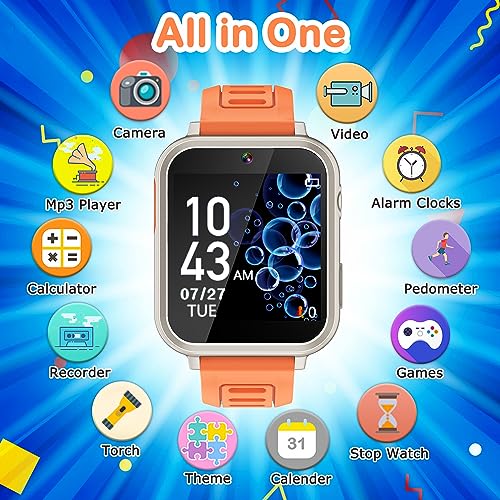 Image of Cosjoype Kids Smart Watch Girls Gifts Age 5-12, 24 Puzzle Games HD Video Camera Music Player Storybook Pedometer HD Flashlight 12 /24hr Touchscreen Kids Watch with Screen Protector