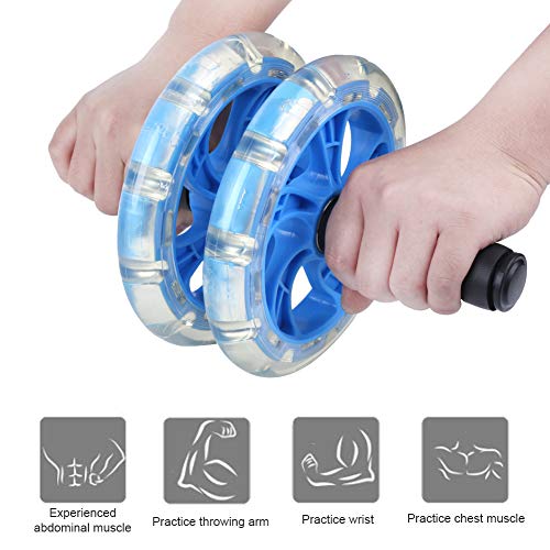 Fitness Roller con Rodamientos, Ejercitador Abdominal de Rueda Doble con Cinta de Resistencia, Ruedas ABS Silenciosas y Manijas Anti-deslizantes de Espuma para Adelgazar la Cintura en Casa miniatura 4