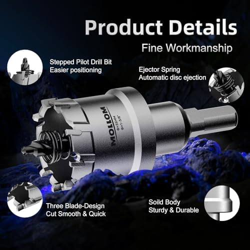 Mollom 2-1/2" (64mm) Heavy Duty Carbide Hole Saw with 2 Pilot Bits - 2