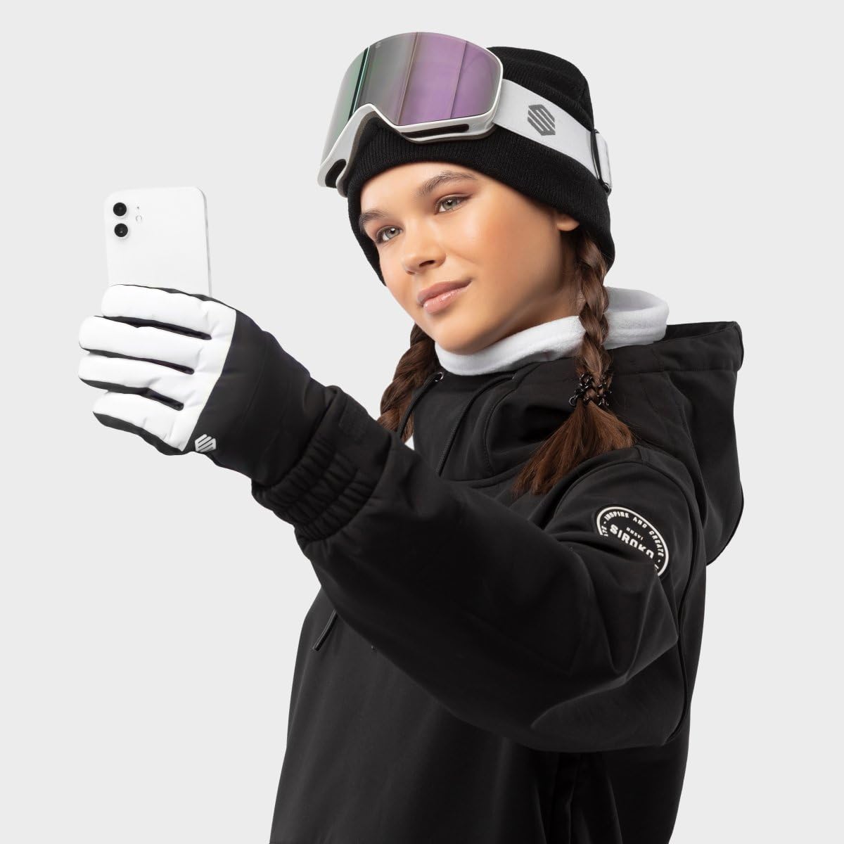 SIROKO Guantes térmicos de esquí Voss Blanco Negro