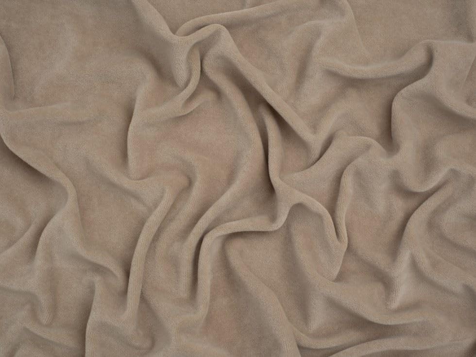 Minerva Core Range Cotton Velour Stretch Knit Fabric Flax - per metre