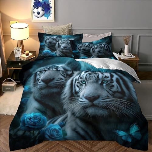 Housse de couette tigre blanc hypoallergénique avec fermeture éclair - 6