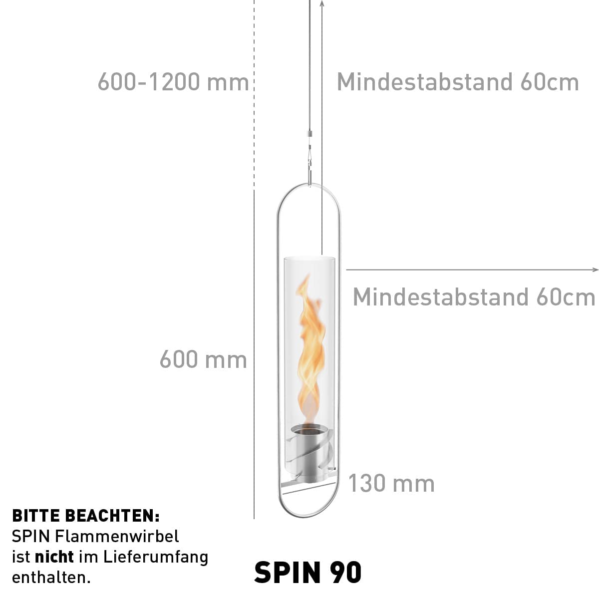 höfats - Spin 90/900 Hänger Silber - Zubehör für Spin 90 und 900 Tischfeuer, Bioethanolkamin, Tischkamin - Hängelösung aus Edelstahl - für Indoor und Outdoor