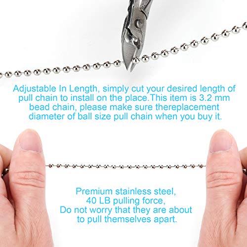 200 Inch Ceiling Fan Pull Chain, (Upgrade Rust Proof) 3.2Mm Beaded Pull Chains Extension, Light Chain Pulls Extenders Great Pulling Force Stainless Steel With 24 Matching Connectors 2 Styles, By Psiso #TOP4