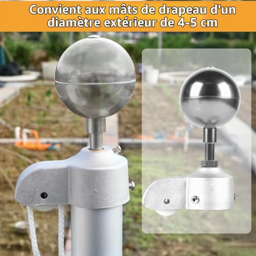 DBREAKS Kit D'accessoires pour Mât de Drapeau, pour Déco Maison, Argent – vue 4