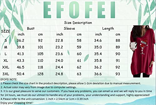 EFOFEI Damen Lässige Tops Mit Taschen Vielseitiges Bequemes Unterhemd Winter Langarm Pullover Elch Grau 3XL