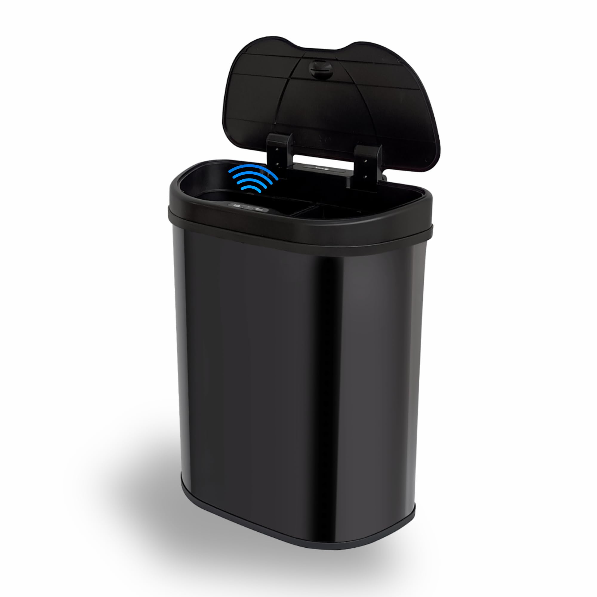 Papelera con Sensor Doble – 70 Litros – 2x35Litro – Acero inoxidable – Cierre suave – Sin huellas dactilares – Diseño Moderno – Negro