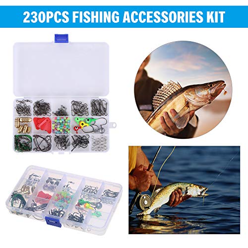 Lixada 230 pcs Conjunto De Equipamento De Pesca Anti-Emaranhado Rolamento Gira Conectores De Pesca S