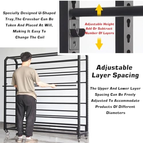 Rolling Fabric Storage Rack, Vinyl Wrap Holder with Wheels, Large Textile Cart for Leather, Window Film & Wallpaper Rolls (16 Rods) - Organize & Transport Fabrics Easily!
