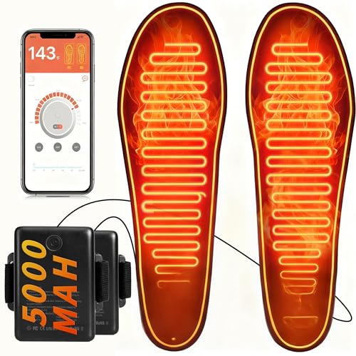 Heated Insoles for Men Women, Rechargeable Electric Foot Warmers,5000mAh Battery Toe Feet Warmer Boot, Washable Cut to Size Fit Thermal Shoe Inserts for Outdoor Work, Hunting Skiing Cycling with App L