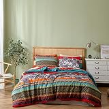 Bohemian Duvet Cover Set King Colorful Mandala Bedding Set Ultra Soft Microfiber Boho Floral Stripes
