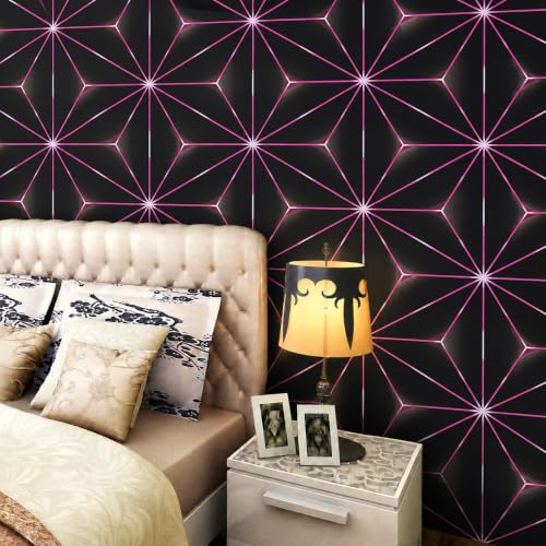 Image of Wings Star Wall Stickers DIY Wallpaper (45 x 500 CM, Purple & Black) | Self Adhesive PVC Roll | Home Decoration for Living Room Hall Bedroom | Easy Peel and Stick Decor Paper