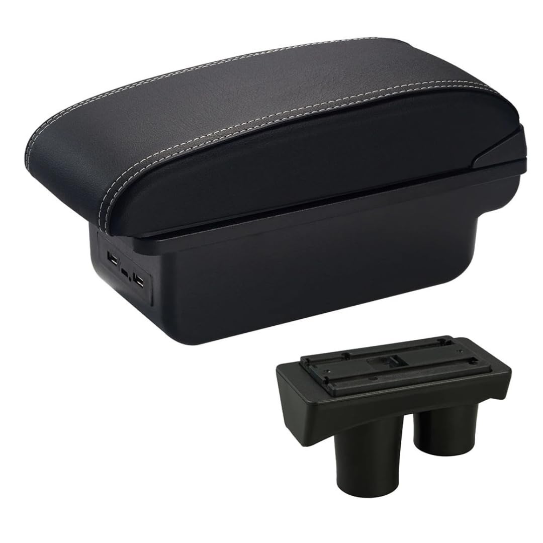 Toiumops Armrest for Peugeot 301 2015-2015, Car Armrest Box Center Console Store Box(C3 White Line USB)