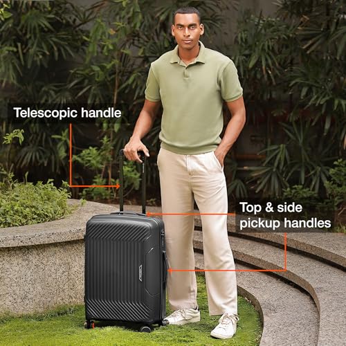 Image of Nasher Miles Coorg Hard-Sided Polypropylene Luggage Set of 2 | 55cm & 65cm | 8 Wheels Small & Medium Trolley Bag for Travel | Suitcase (Black)
