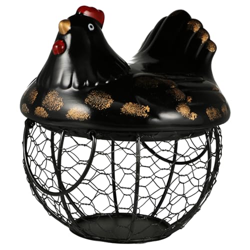SOIMISS 1 Pz cesto di uova deposito del titolare gallina conservazione delle uova Bianco Cestino per snack forma arredamento casa portauova piano porta uova cestino in ferro battuto Nero