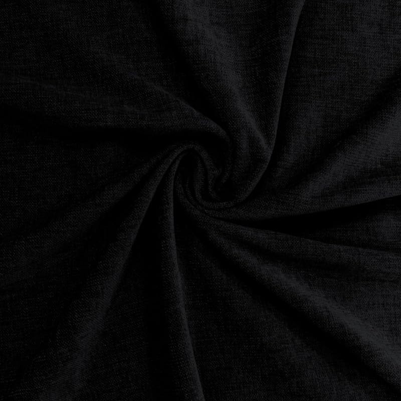 Encasa XO Chenille Textured Fabric Decorative Soft Rich Cloth with Plain Colours for Sofa, Furnishing, Upholstery, Curtains, Cushions and Craft (Black, 39"x54"/100x137 cm - 1 Meter)