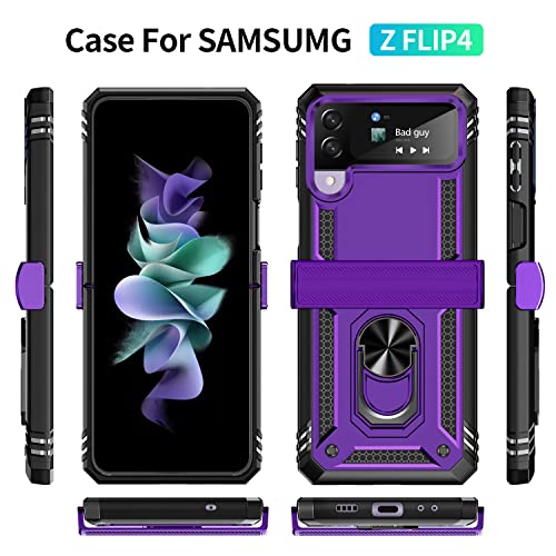 Onola CN-0210 For Samsung Galaxy Z Flip 4 Case, Galaxy Z Flip 3 Case With Hinge Protection And 360°Rotate Ring Magnetic Kickstand Heavy Duty Protective Case thumb #6