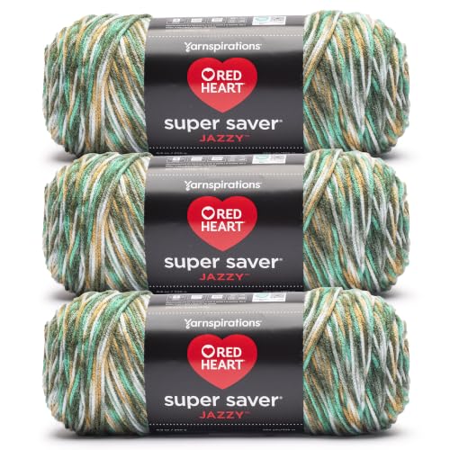 Image of Red Heart Super Saver Jazzy Self-Striping Yarn, Meadow Medley, 3-Pack
