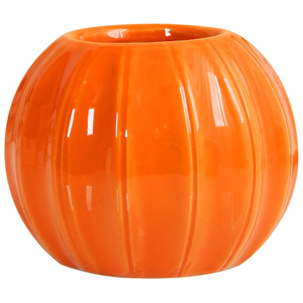 Abaodam Bougeoir en céramique en forme de citrouille pour Halloween, pot de bonbons, vase hydroponique, bougie chauffe-plat pour mariage, cheminée, table basse, décoration