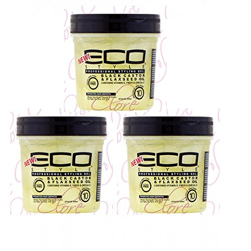 Eco Style Black Castor & Flaxseed Oil Gel, 16 Ounce (pack of 3)