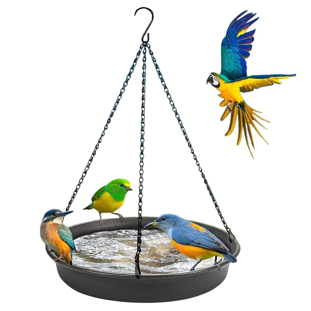 Comedero Pajaros Exterior Colgar,Colgante Comedero Aves Silvestres para Balcón Jardín,Bebedero Pajaros Exterior Colgar,Pajaros Decorativos De Jardín,Bañera para Pajaros Canarios (Negro)