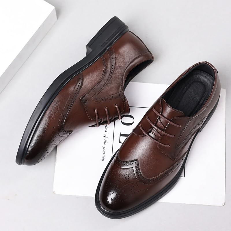 Dress Formal Shoes For Men's Lace-up Synthetic Leather Vintage Round Toe Business Non Slip Block Heel Anti-slip Classic2