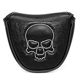 Alide Golfschläger-Putter-Abdeckung mit weißem Stich und Totenkopf-Design und Magnetverschluss für Golfschläger mit Fersenschaft​