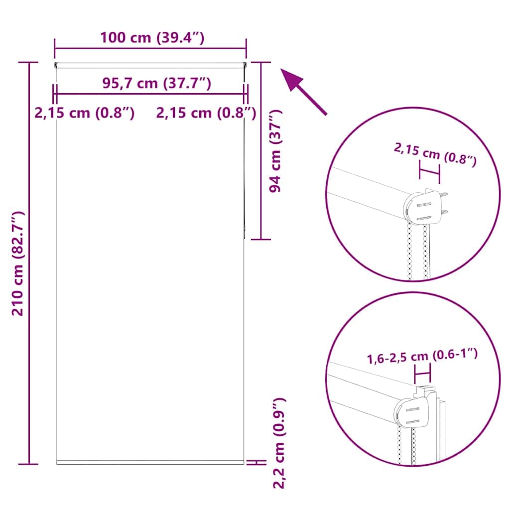 Tenda a Rullo Oscurante 100x210 cm Nero 100% Poliestere con Montaggio Senza Foratura e Catena Regolabile per Finestra Interno Ufficio Camera Protezione Solare e Privacy