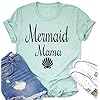 FLOYU Women Mermaid Mama Shirt Mermaid Mom Birthday Tee Top Mama T-Shirt Gifts for Mom Casual Mermaid Mama Lover Clothes