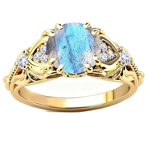 Image of Gemstone Vintage Rings for Women s925 Sterling Silver Round Cut 1.0 Carat Gemstone with Moissanite Promise Engagement Anniversary Ring for Her