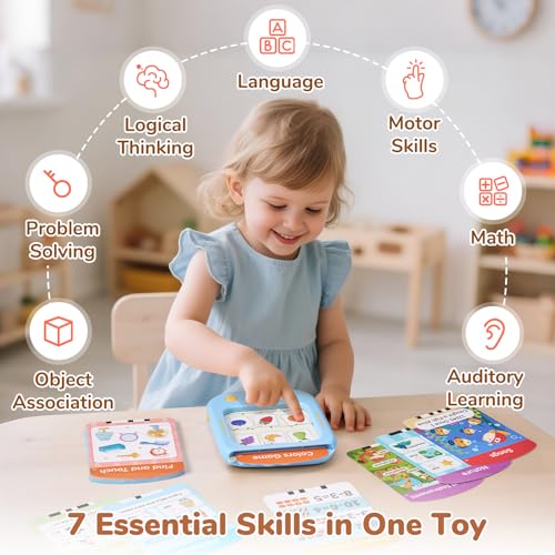 Image of JoyCat Kids Learning Tablet, Phonics Talking Flash Cards, Learn to Read with 156 Pages, 40+ Themes, 600+ Words, 100+ Interactive Games, Screen-Free Toddler Learning Toys Gifts for 2-6 Year Old