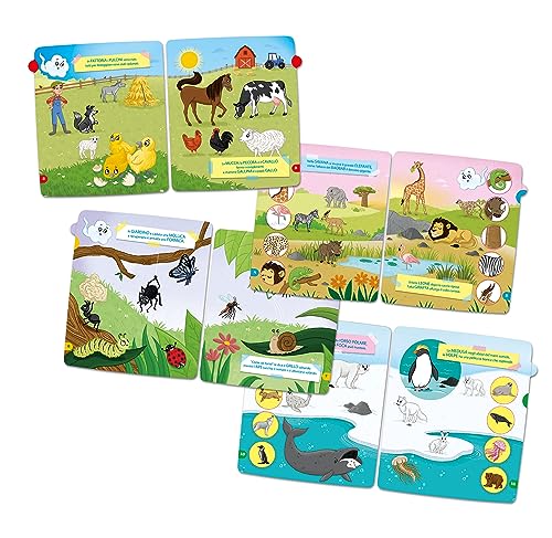 Clementoni - Sapientino Elektronische Tiere und Umgebungen für Kinder, kompatibel mit Seitenwand, Lernspiel für 2 Jahre, Hörbuch Lernen, Ansatz zum Lesen, Farbe Italienisch, 16643
