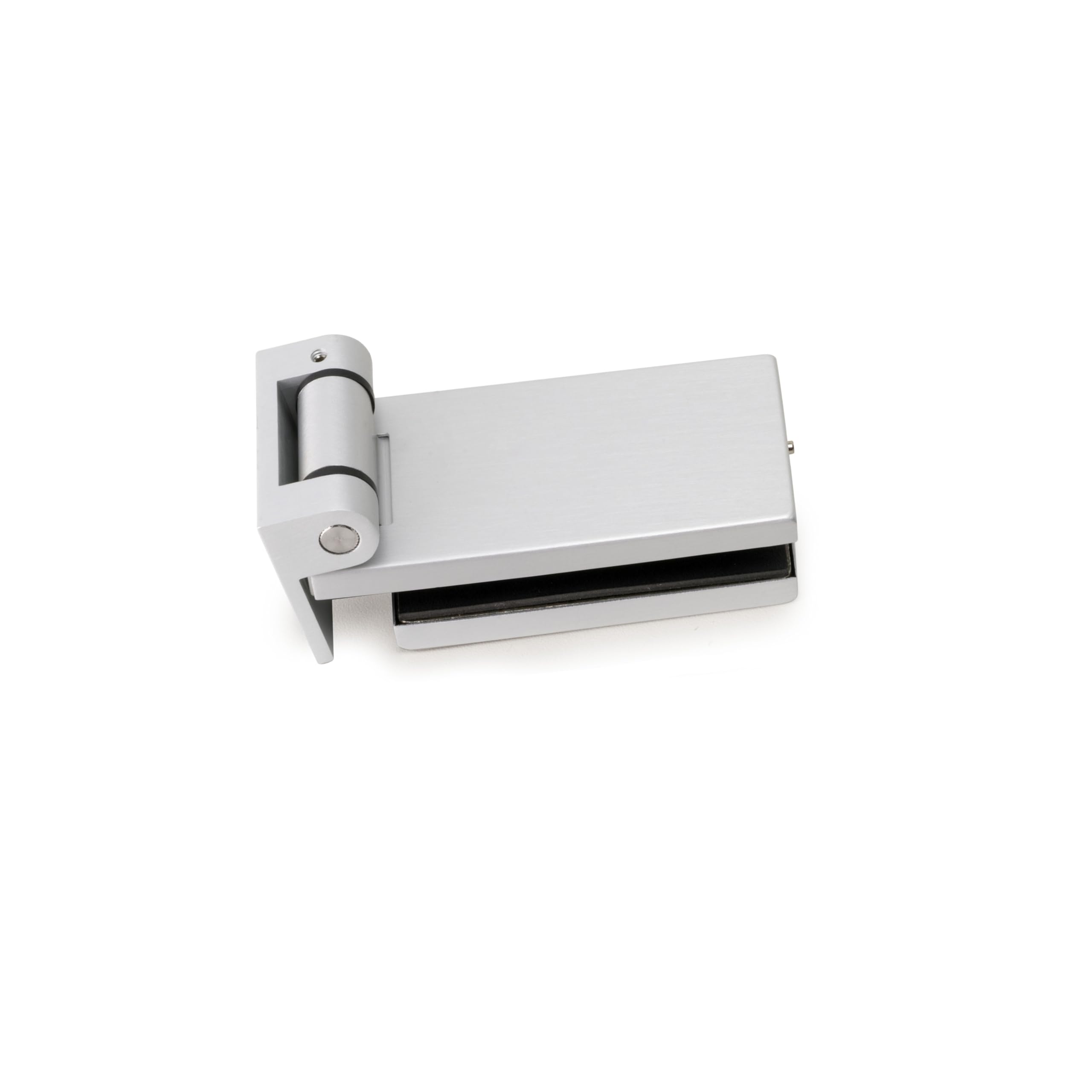 Emuca - Cerniera per anta in vetro, cerniera orizzontale con forcella da 40 mm, per anta da 8-12 mm, alluminio e acciaio, grigio metallizzato