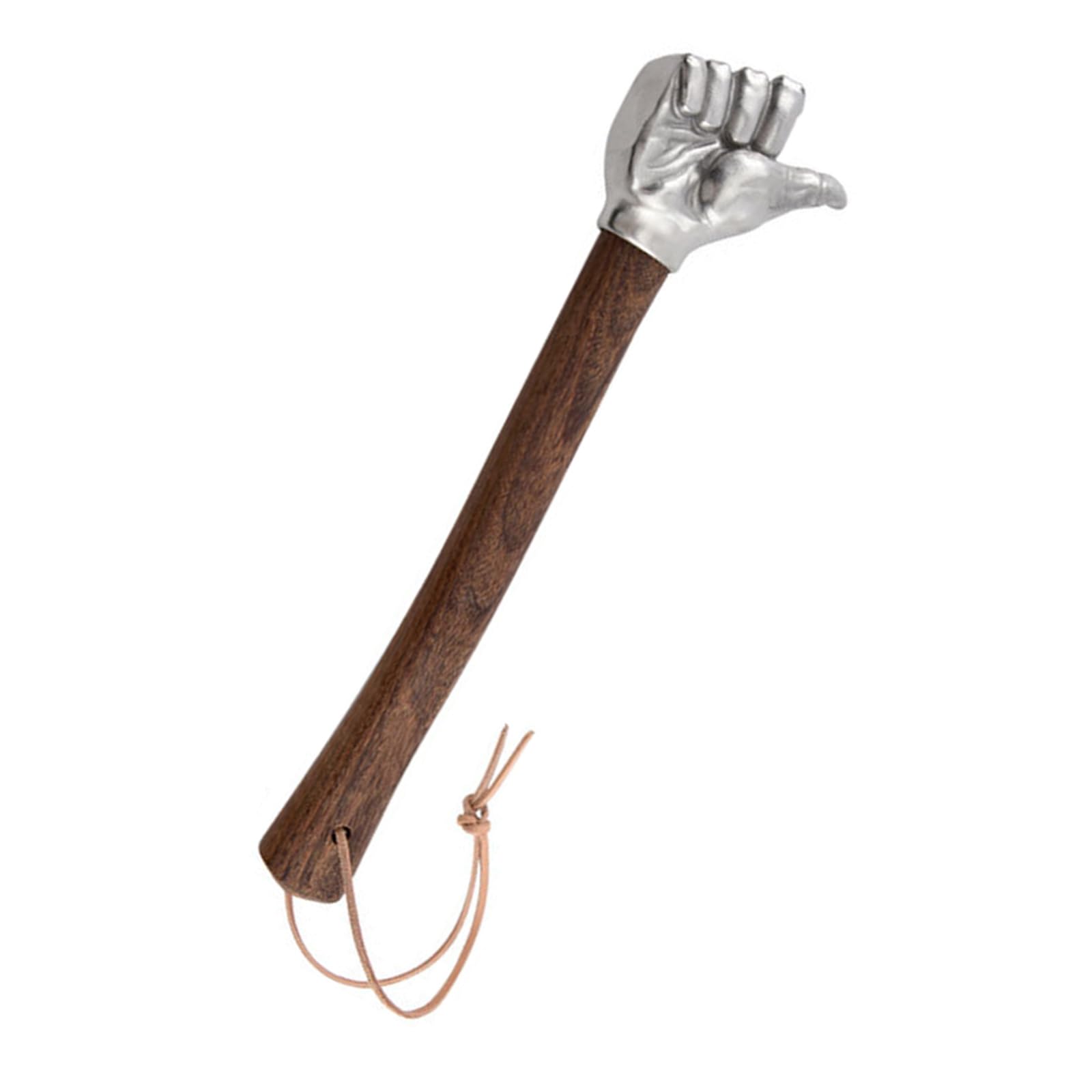 Martillo decorativo en forma de puño con cabeza de acero inoxidable con mango de madera para reparación de automóviles, jardinería y camping, martillo de puño de acero inoxidable con mango ergonómico