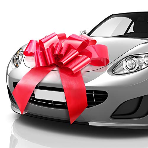 MIFFLIN Thicker & Sturdier Big Car Bow (Red, 30 inch), Butterfly Shape Gift Bow, Giant Bow for Car, Birthday Bow, Huge Car Bow, Car Bows, Big Red Bow, Bow for Gifts, Christmas Bow for Cars