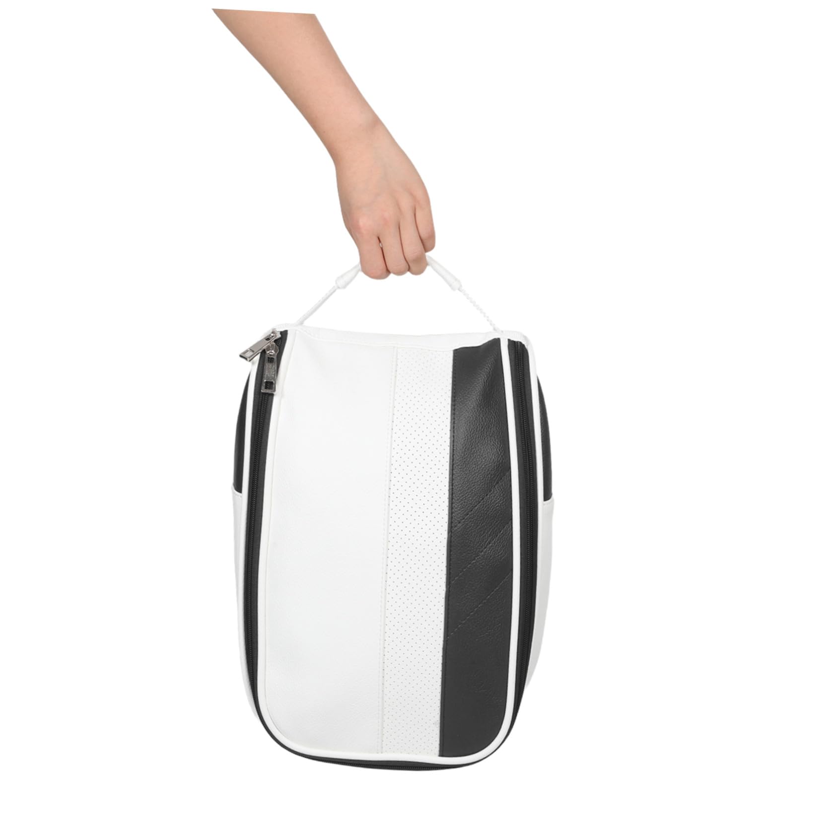 Borsa Scarpe Pelle Sintetica e Traspirante con Cerniera Organizer Portatile per Accessori Golf e Sport Outdoor Maniglia Tracolla per Viaggi e Escursioni