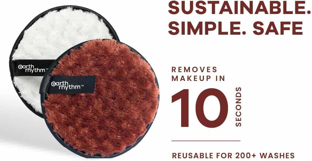 Ea.rth rhy.thm™ Reusable Makeup Remover Pads, Microfiber, Round Shape, Pack of 2